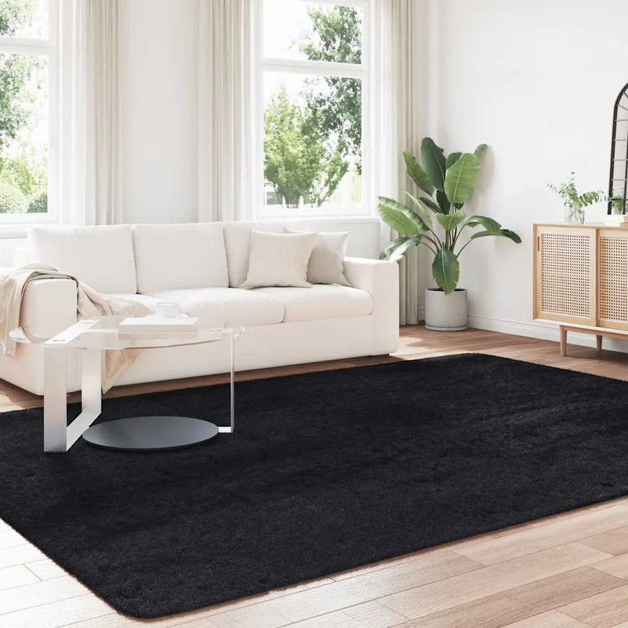 Tapis shaggy à poils longs NAVARRA noir 240x340 cm polyester - 3