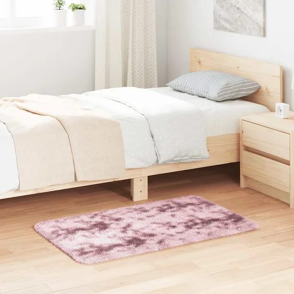 Tapis Shaggy à poils longs NAVARRA rose poudré 60x100 cm