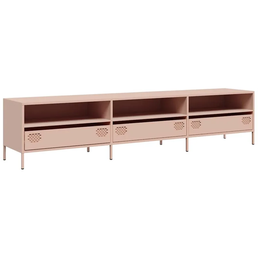 Meuble TV rose 202x39x43,5 cm acier laminé à froid - 2