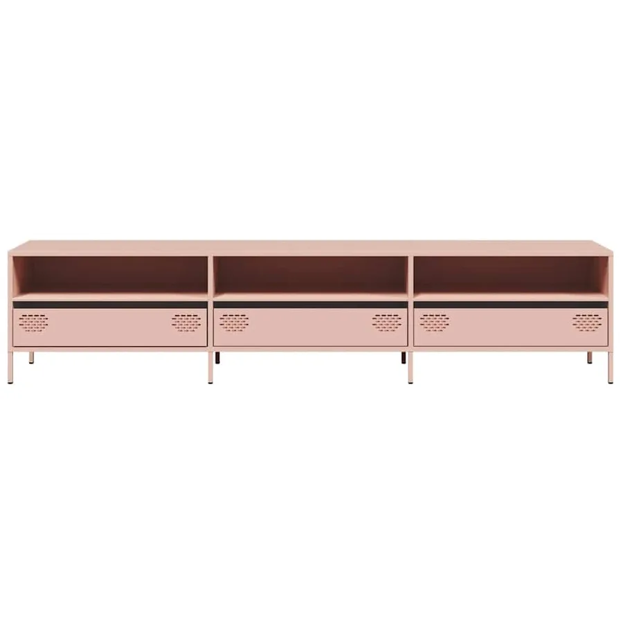 Meuble TV rose 202x39x43,5 cm acier laminé à froid - 4