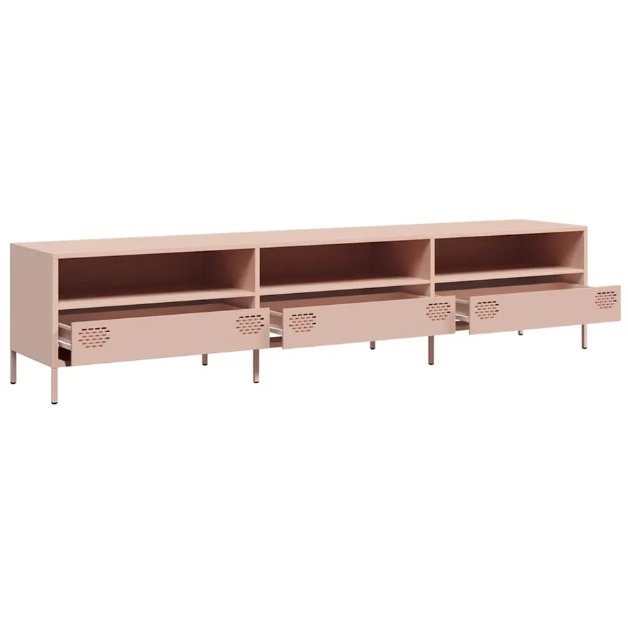 Meuble TV rose 202x39x43,5 cm acier laminé à froid - 5