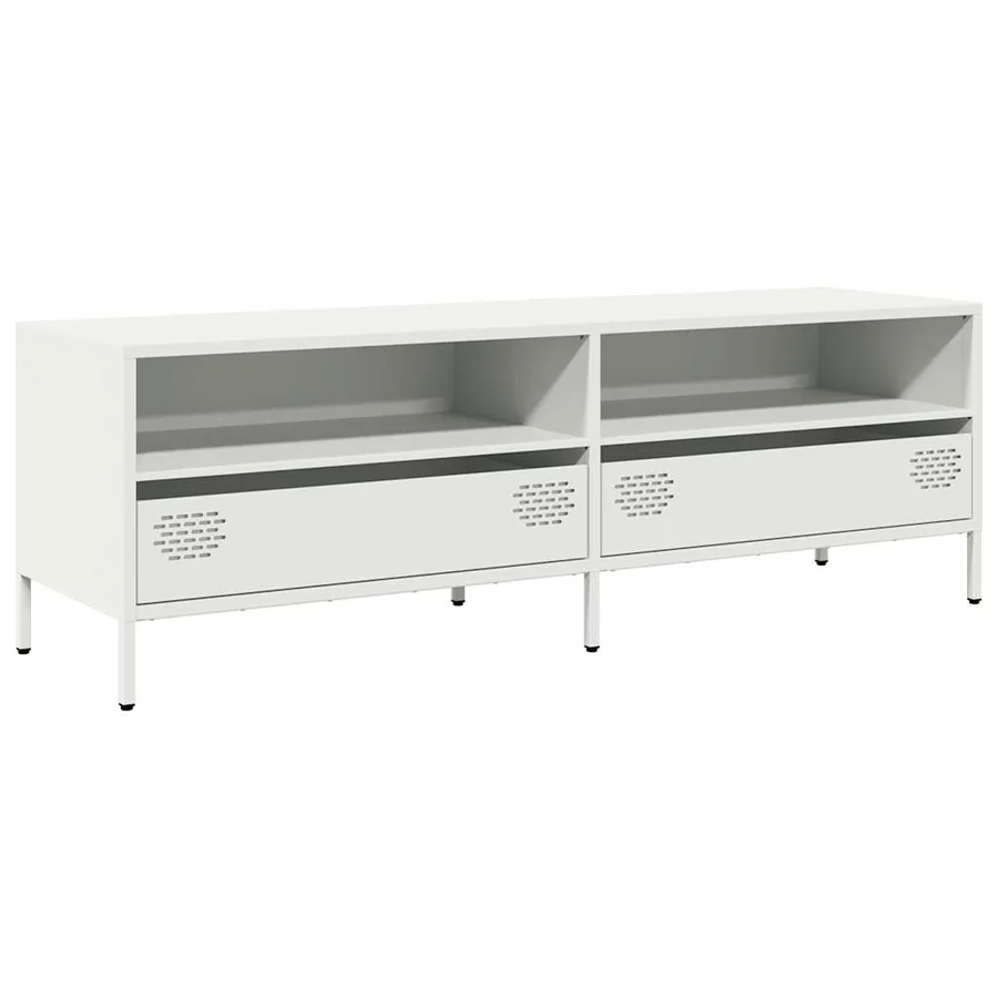 Meuble TV blanc 135x39x43,5 cm acier laminé à froid - 2