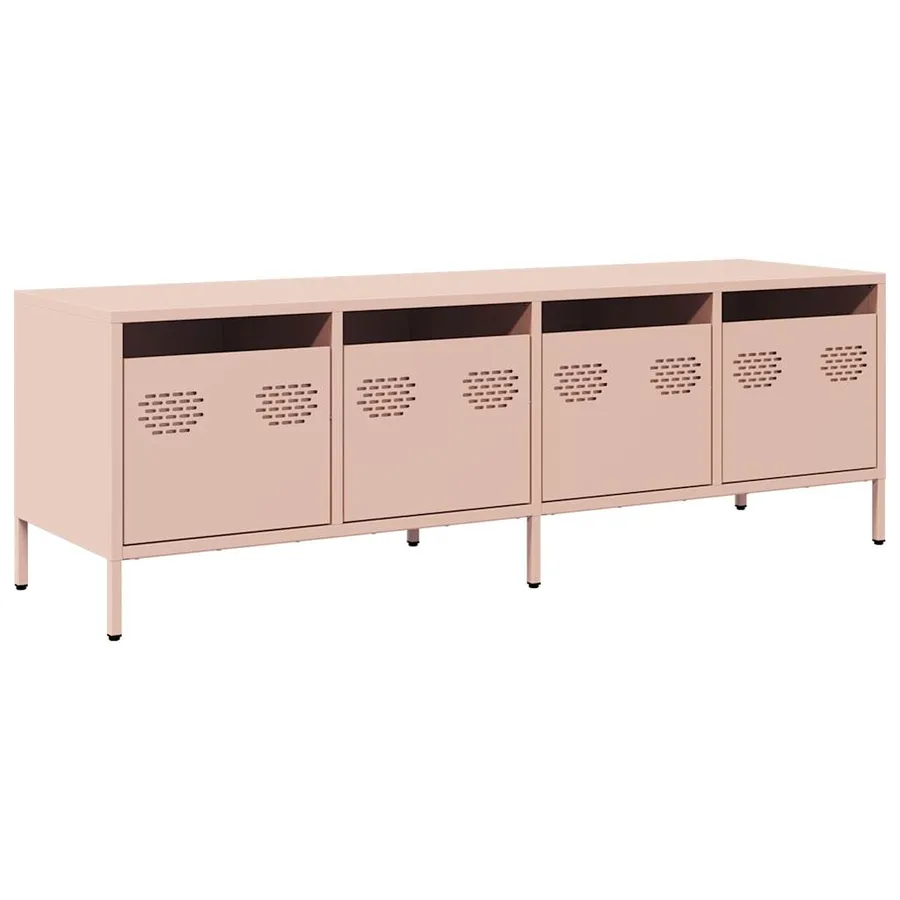 Meuble TV rose 135x39x43,5 cm acier laminé à froid - 2