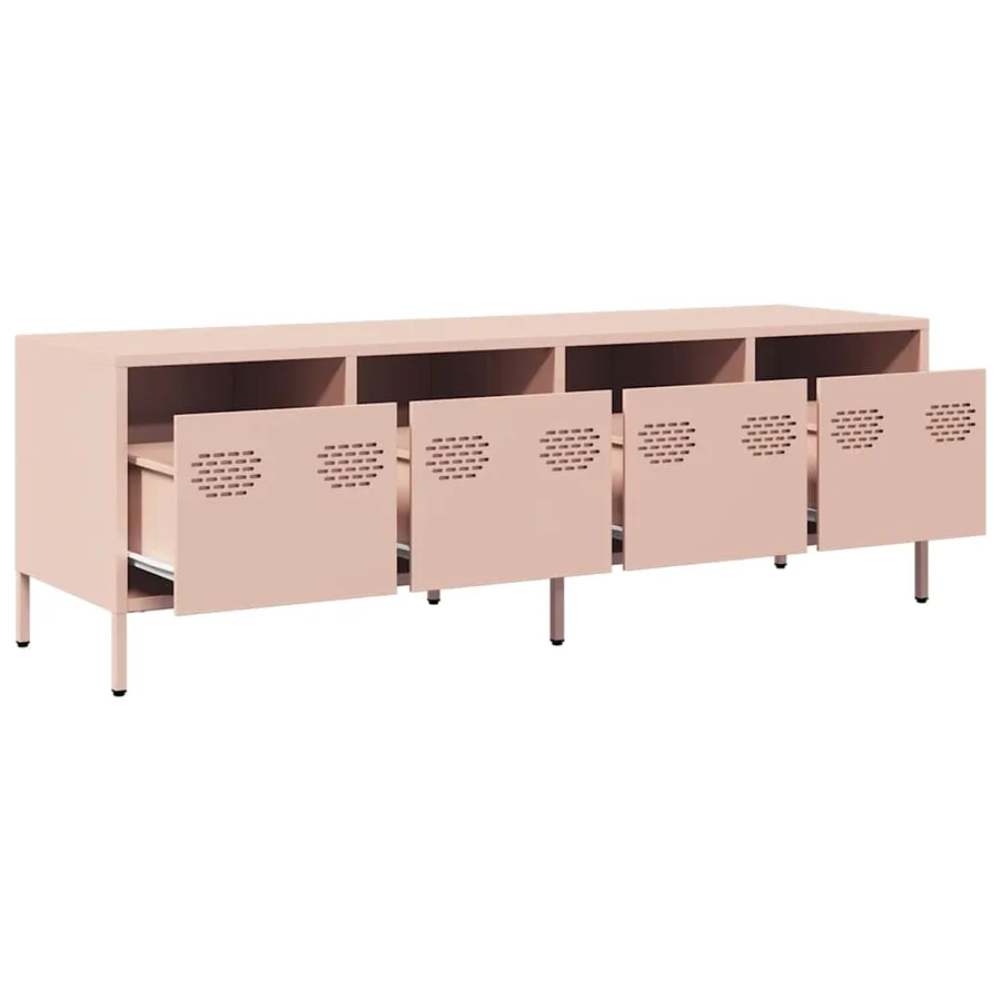 Meuble TV rose 135x39x43,5 cm acier laminé à froid - 5