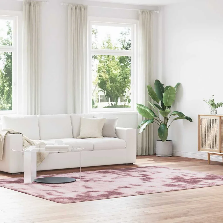 Tapis Shaggy à poils longs NAVARRA rose poudré 200x290 cm