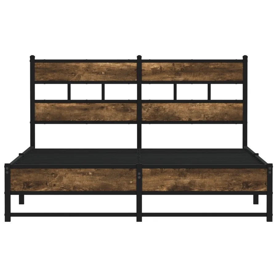 Cadre de lit en métal sans matelas chêne fumé 140x200 cm - 4