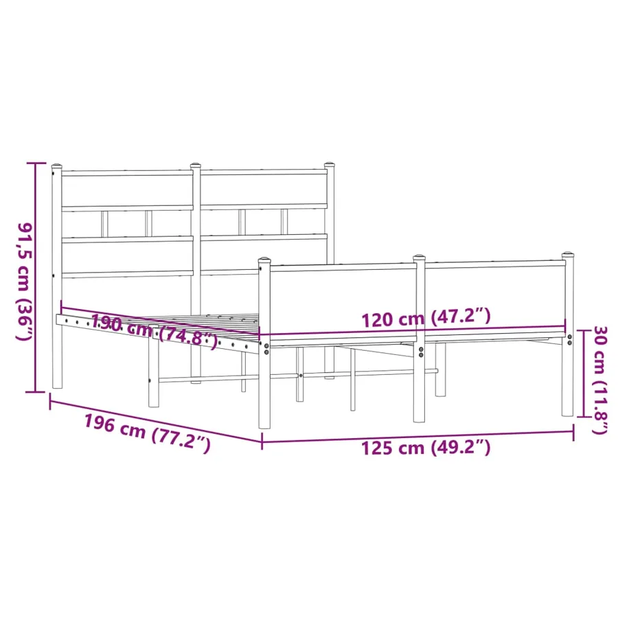 Cadre de lit sans matelas chêne marron 120x190 cm - 9