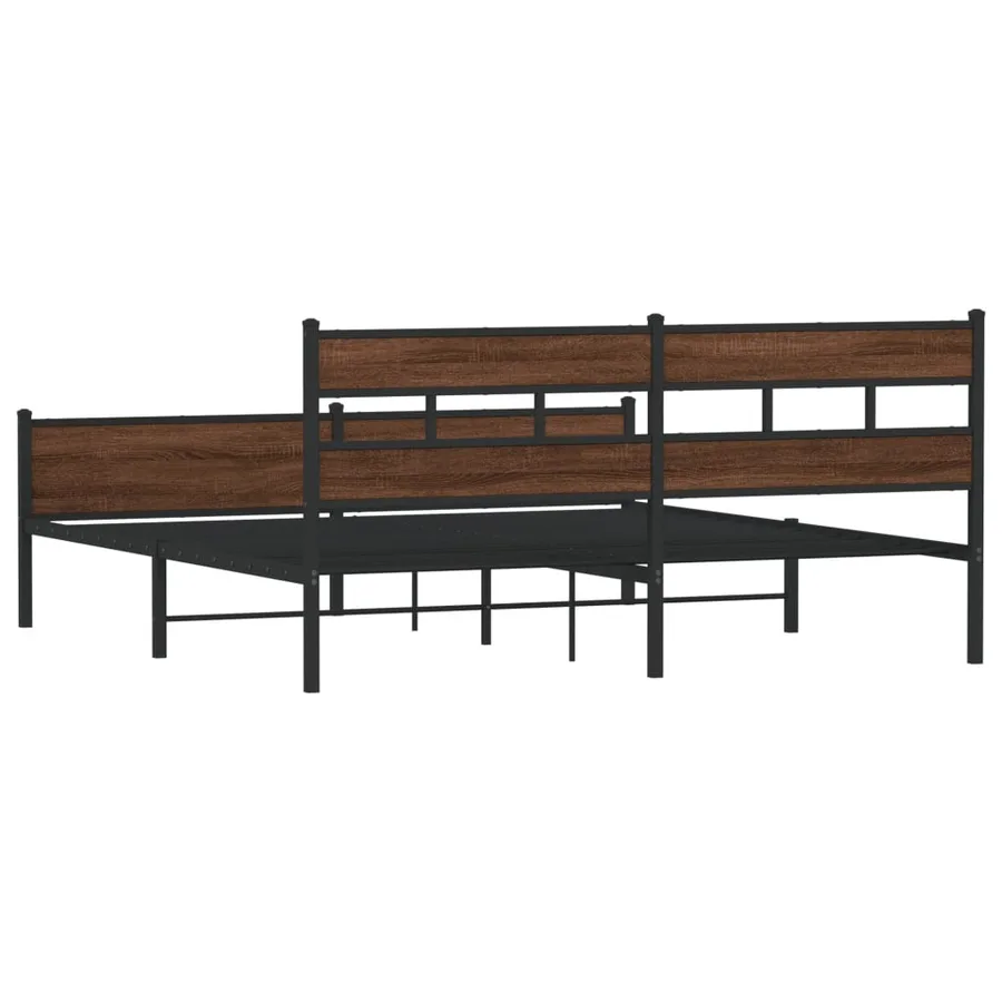 Cadre de lit en métal sans matelas chêne marron 200x200 cm - 6