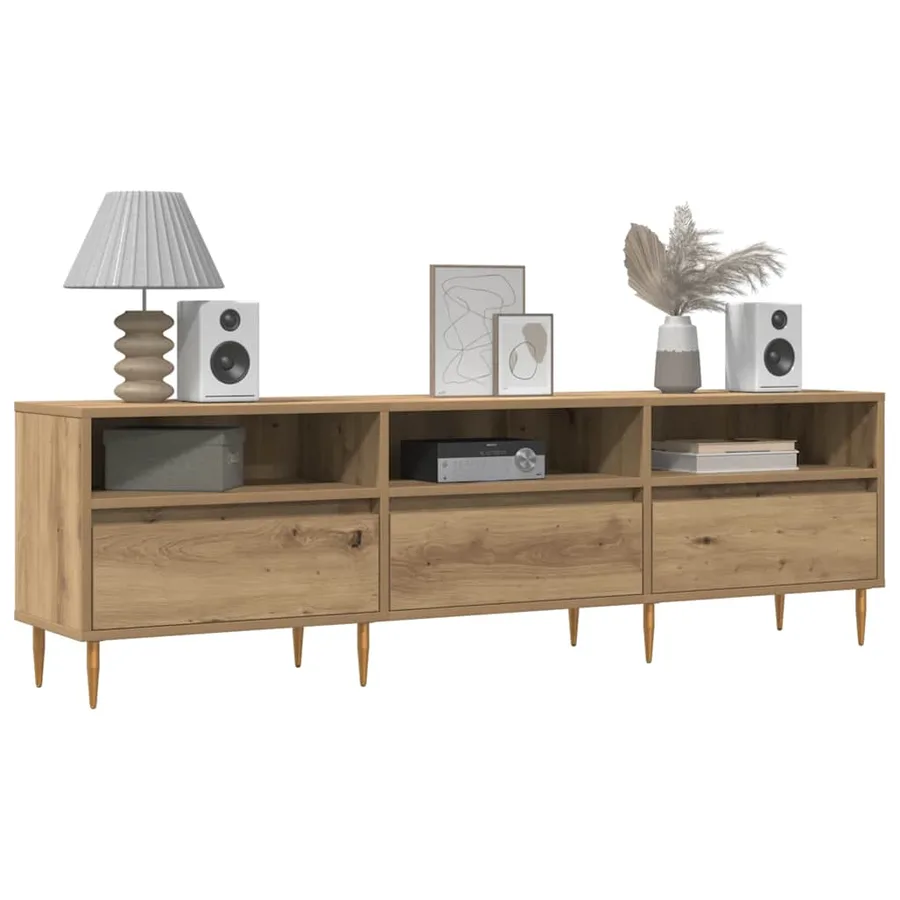 Meuble TV chêne artisanal 150x30x44,5 cm bois d'ingénierie - 2