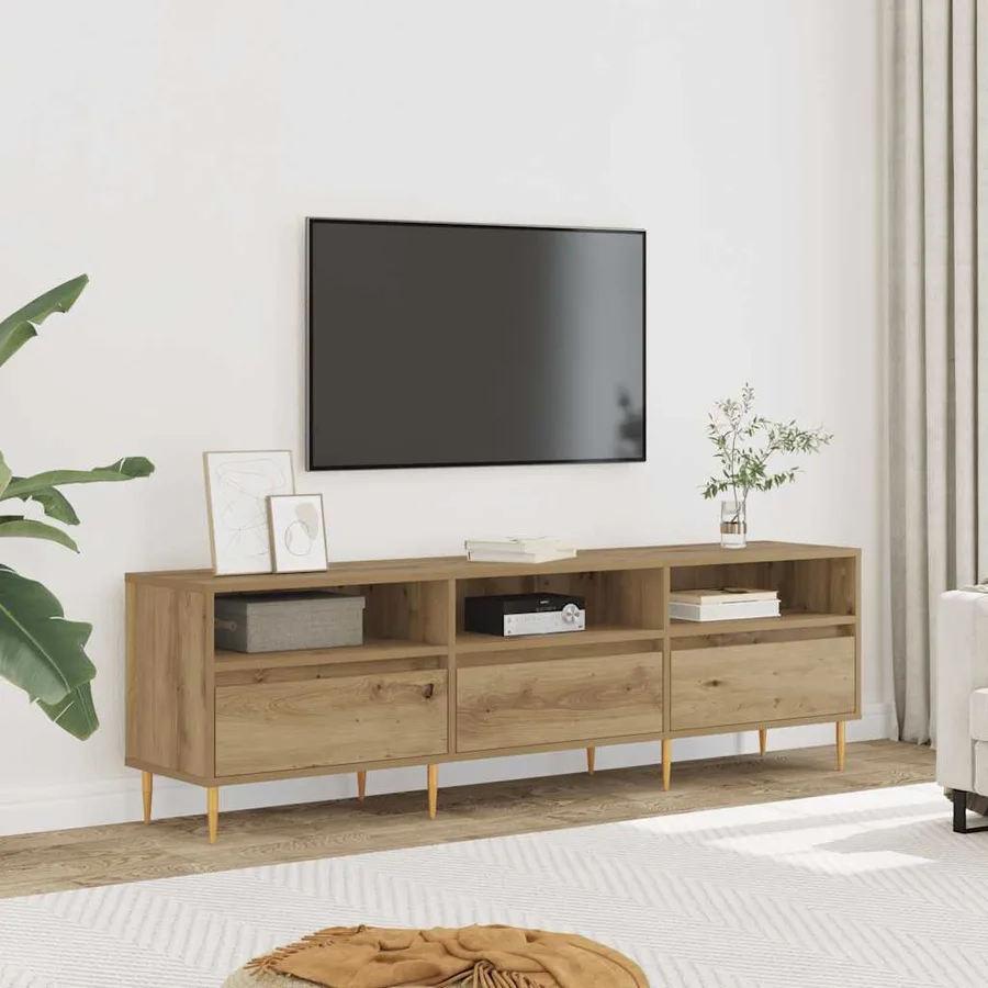 Meuble TV chêne artisanal 150x30x44,5 cm bois d'ingénierie - 3