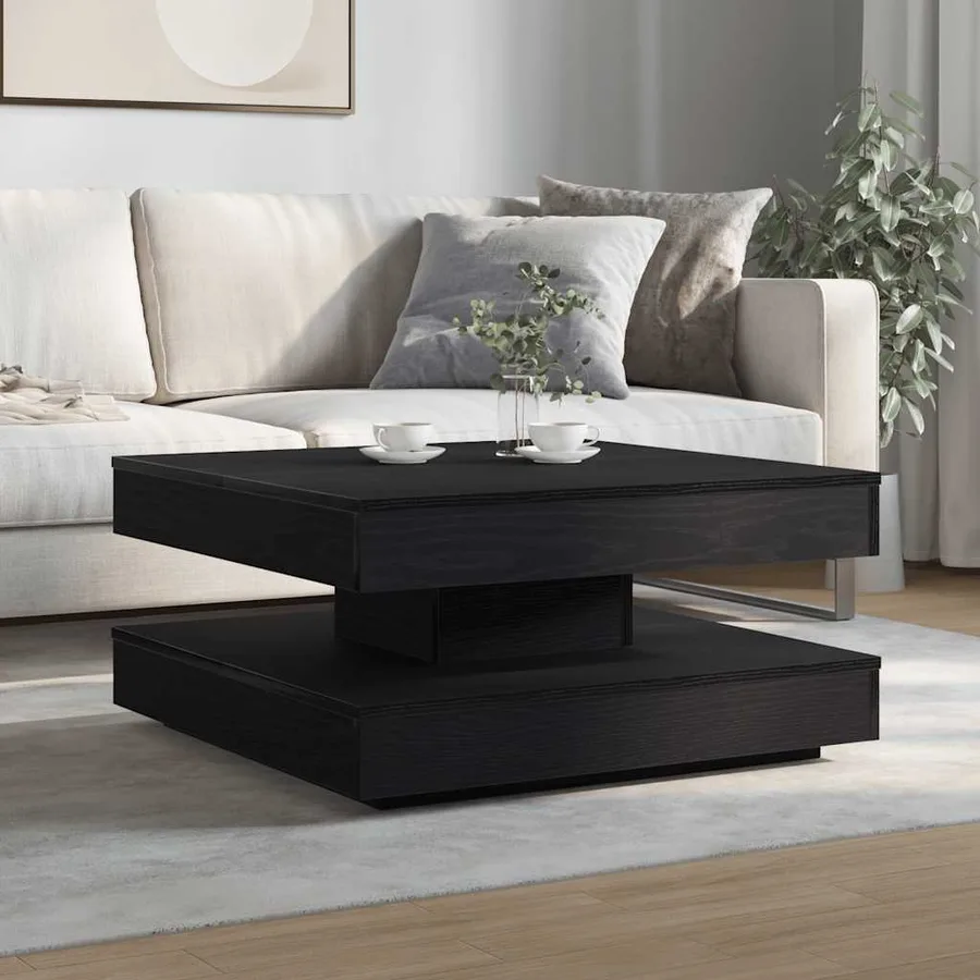 Table basse rotative à 360 degrés noir 70x70x34,5 cm - 3