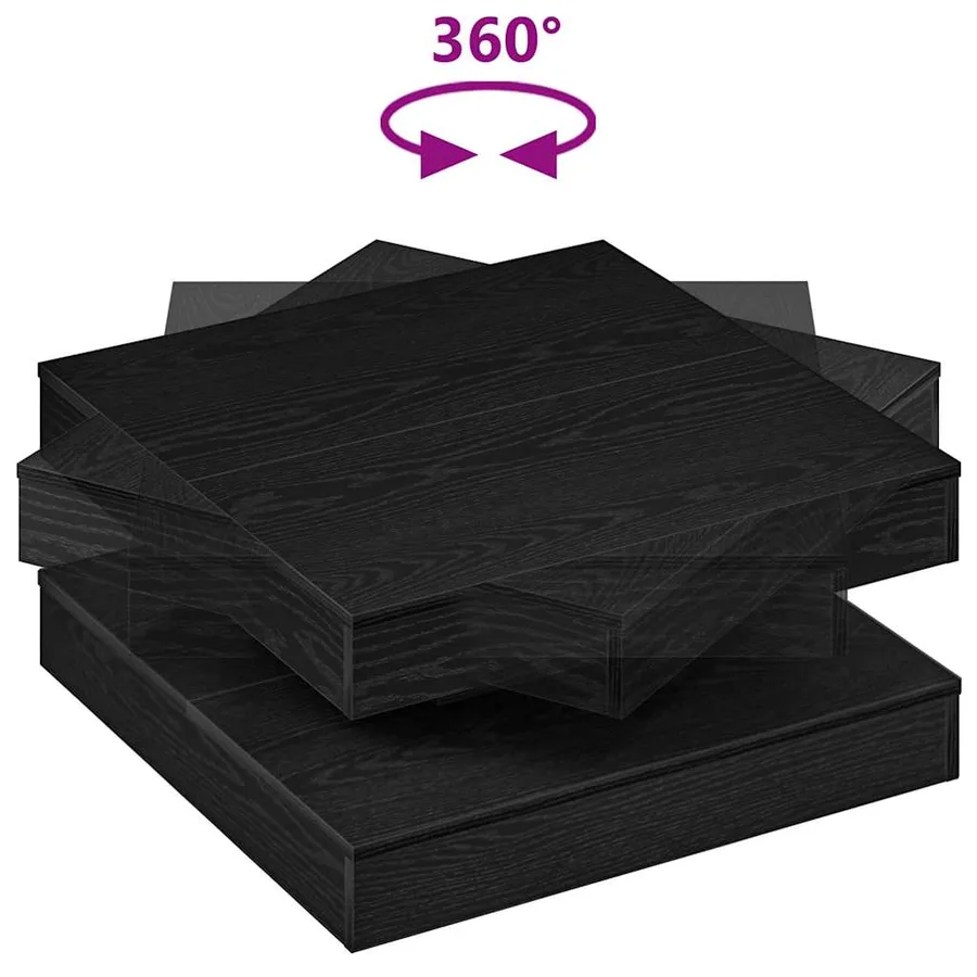 Table basse rotative à 360 degrés noir 70x70x34,5 cm - 7