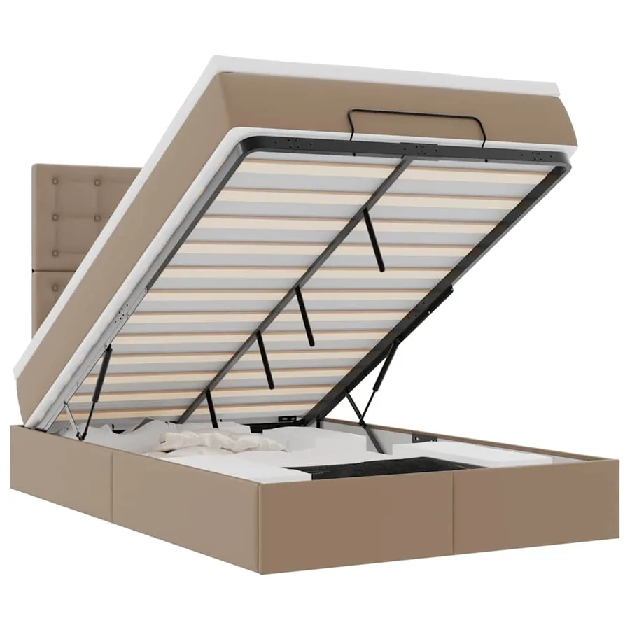 Cadre de lit ottoman et matelas cappuccino 120x190cm similicuir - 2