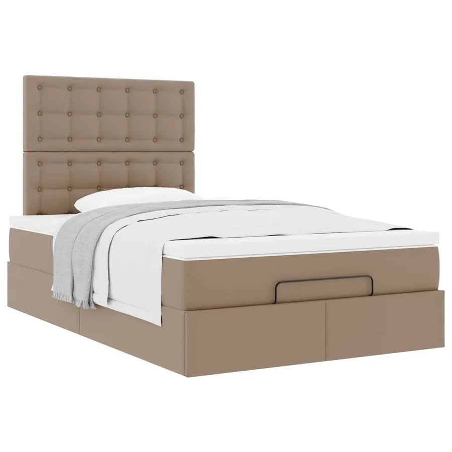 Cadre de lit ottoman et matelas cappuccino 120x190cm similicuir - 4