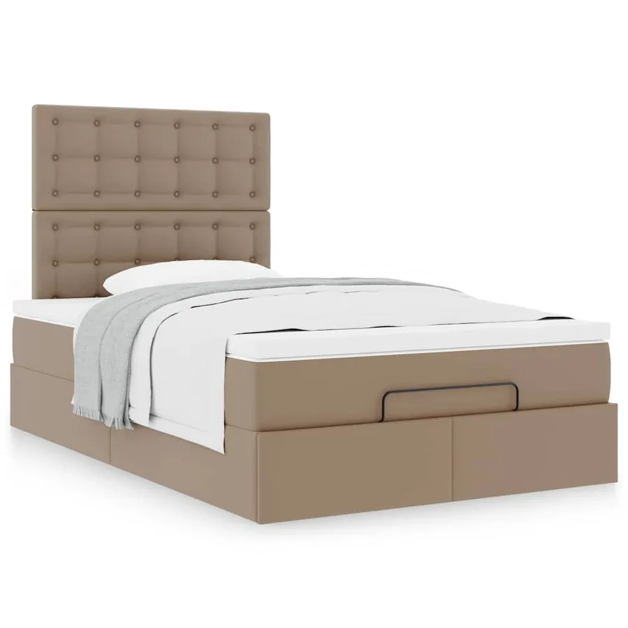 Cadre de lit ottoman et matelas cappuccino 120x190cm similicuir - 5