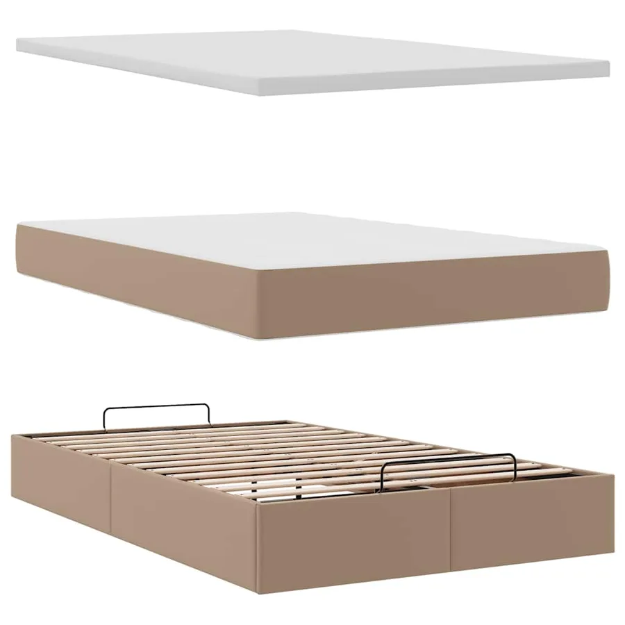 Cadre de lit ottoman et matelas cappuccino 120x190cm similicuir - 8
