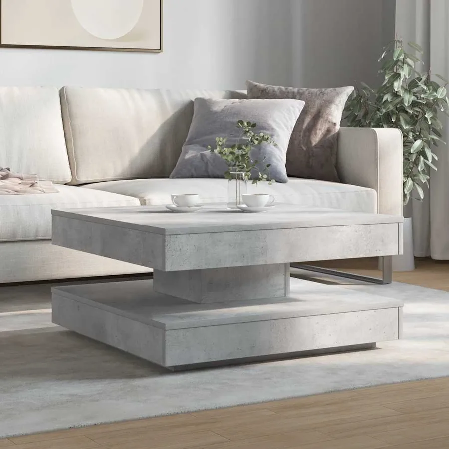Table basse rotative à 360 degrés gris béton 70x70x34,5 cm - 3