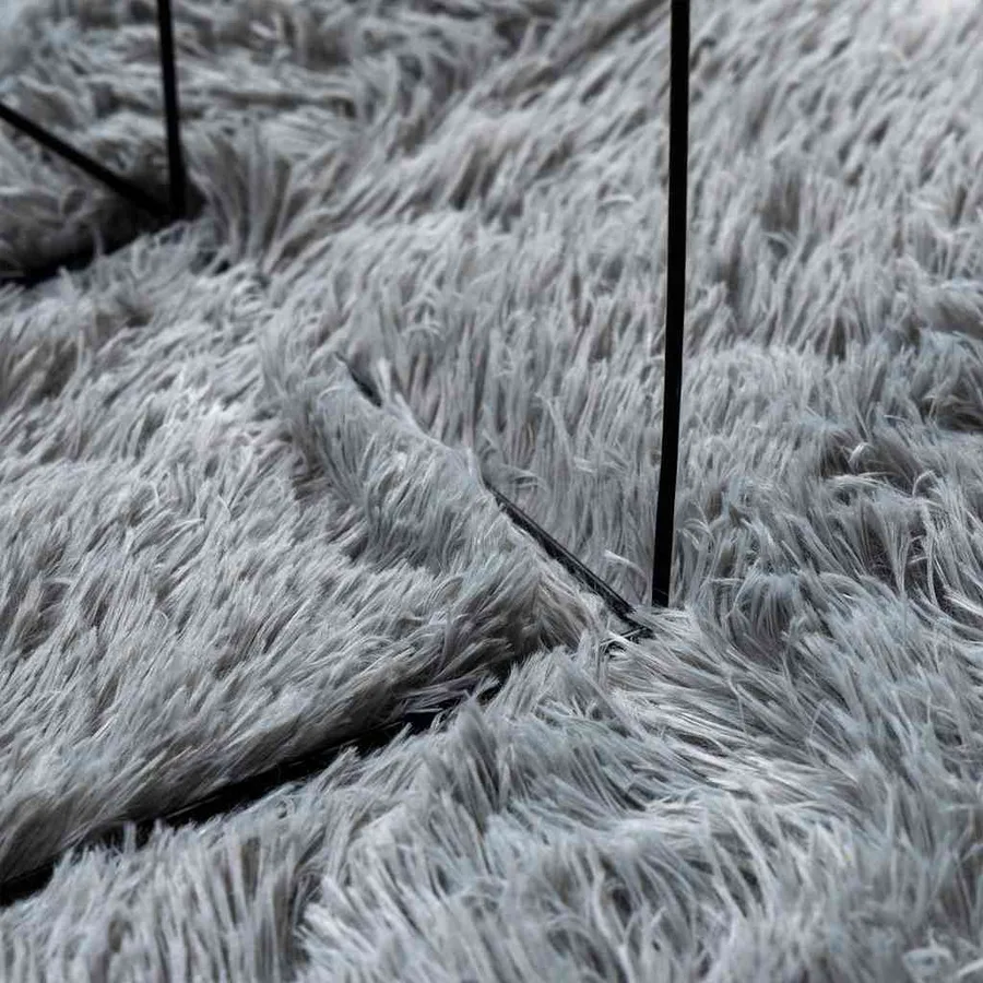 Tapis shaggy à poils longs NAVARRA gris clair 200x200 cm - 7