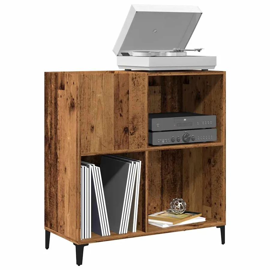 Armoire à disques vieux bois 84,5x38x89 cm bois d'ingénierie