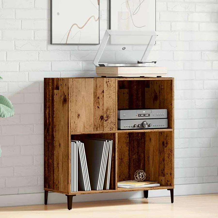 Armoire à disques vieux bois 84,5x38x89 cm bois d'ingénierie - 3