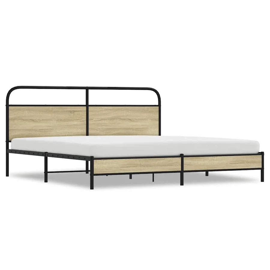 Cadre de lit en métal sans matelas chêne sonoma 200x200 cm - 2