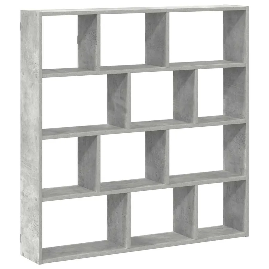 Étagère cube murale 12 compartiments gris béton bois ingénierie - 2