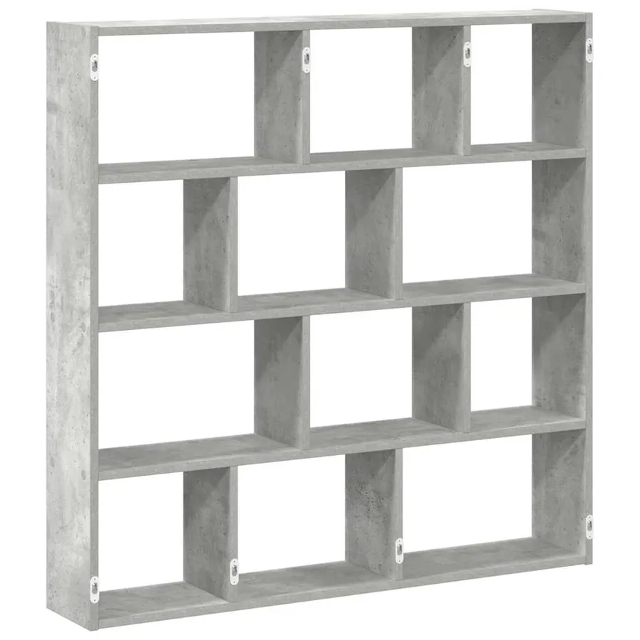 Étagère cube murale 12 compartiments gris béton bois ingénierie - 6