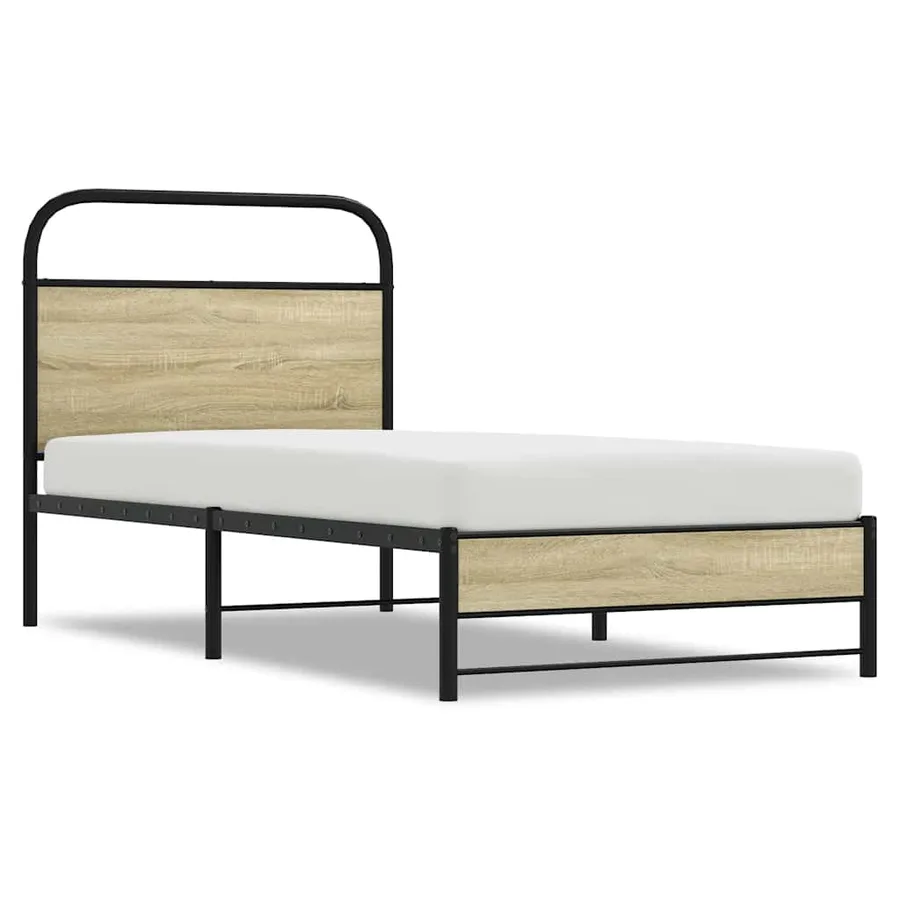 Cadre de lit sans matelas 75x190cm chêne sonoma bois ingénierie - 2