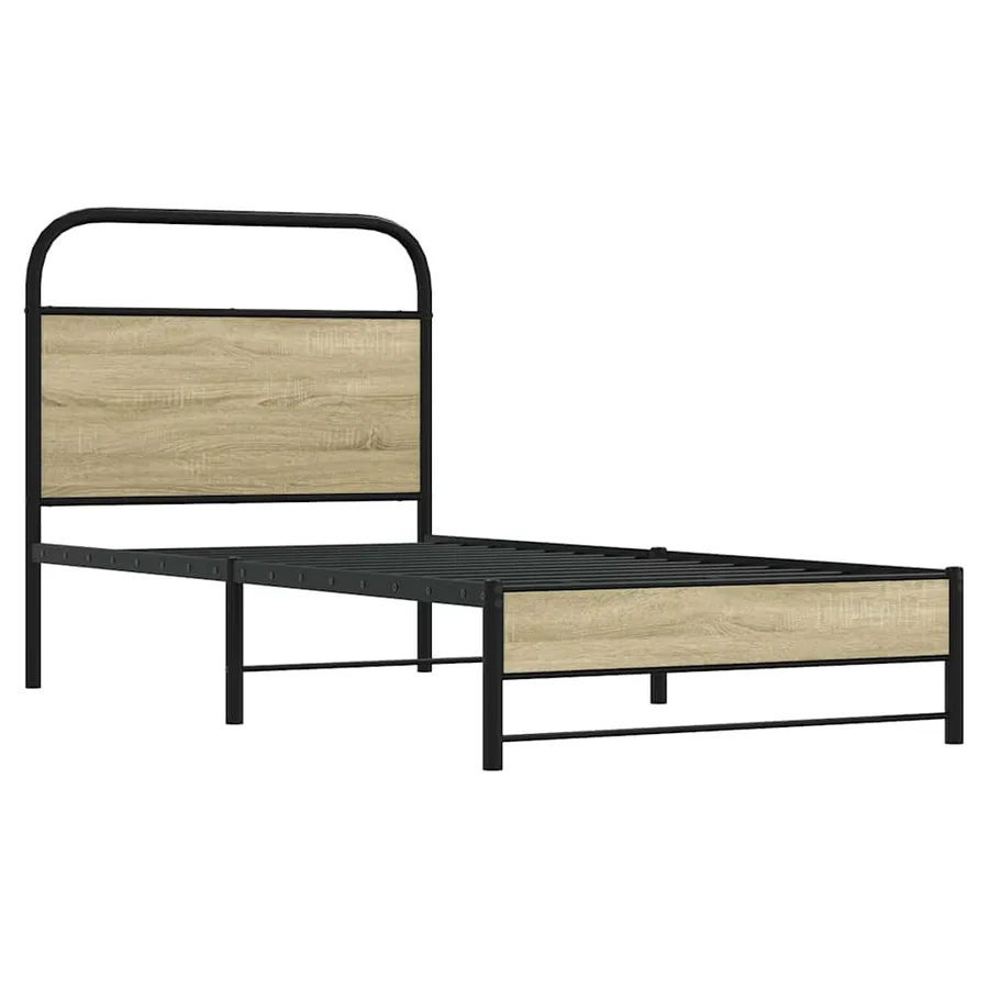 Cadre de lit sans matelas 75x190cm chêne sonoma bois ingénierie - 3