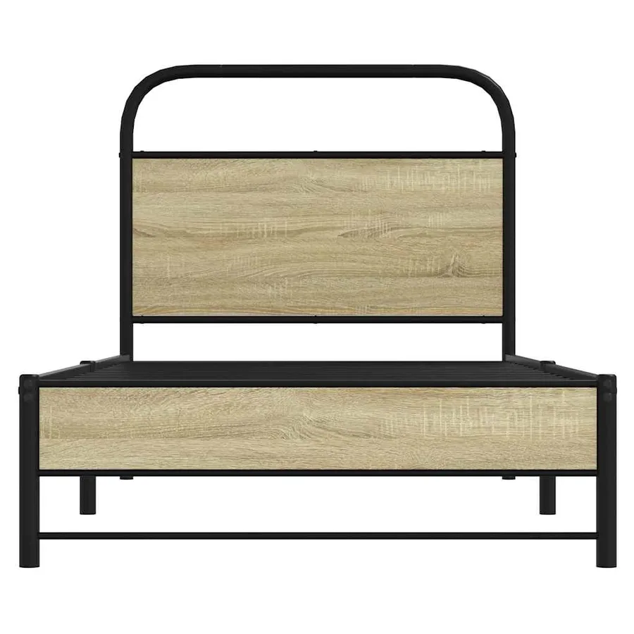 Cadre de lit sans matelas 75x190cm chêne sonoma bois ingénierie - 5