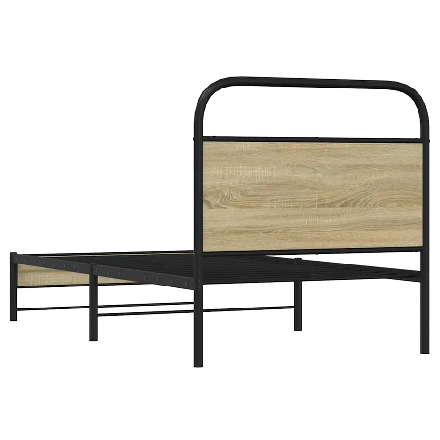 Cadre de lit sans matelas 75x190cm chêne sonoma bois ingénierie - 7