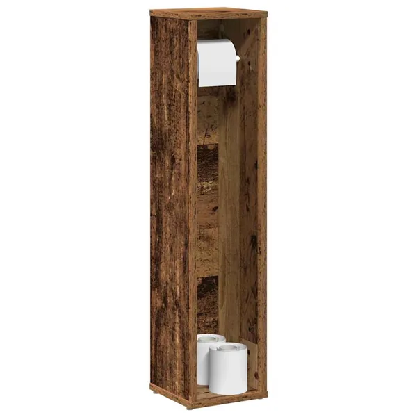Meuble de salle de bain avec porte-rouleau en bois ancien 20,5 x 20 x 90 cm