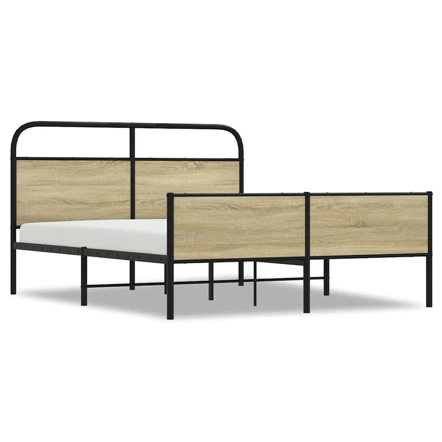 Cadre de lit en métal sans matelas chêne sonoma 150x200 cm - 2