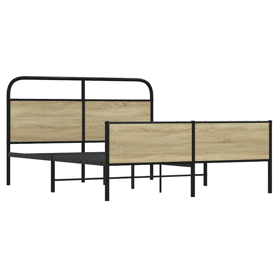 Cadre de lit en métal sans matelas chêne sonoma 150x200 cm - 3