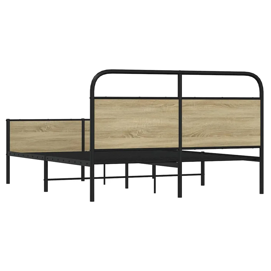 Cadre de lit en métal sans matelas chêne sonoma 150x200 cm - 7