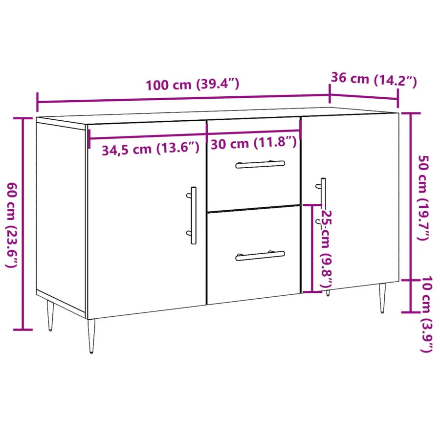Buffet vieux bois 100x36x60 cm bois d'ingénierie - 10