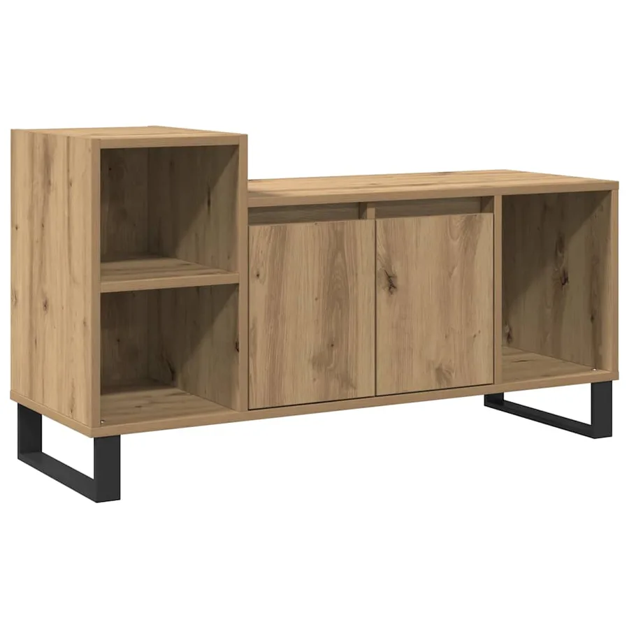 Meuble TV chêne artisanal 100x35x55 cm bois d'ingénierie - 2