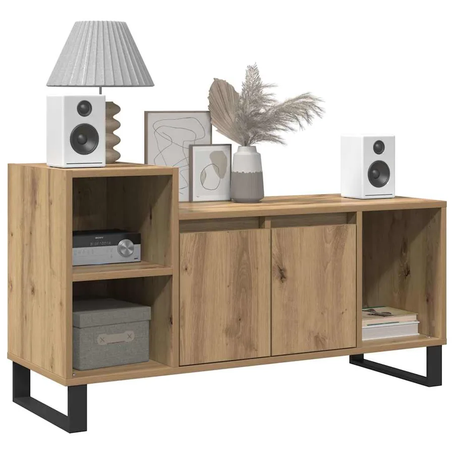 Meuble TV chêne artisanal 100x35x55 cm bois d'ingénierie - 3