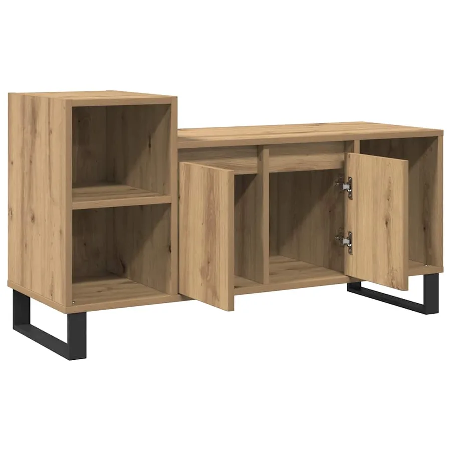 Meuble TV chêne artisanal 100x35x55 cm bois d'ingénierie - 4