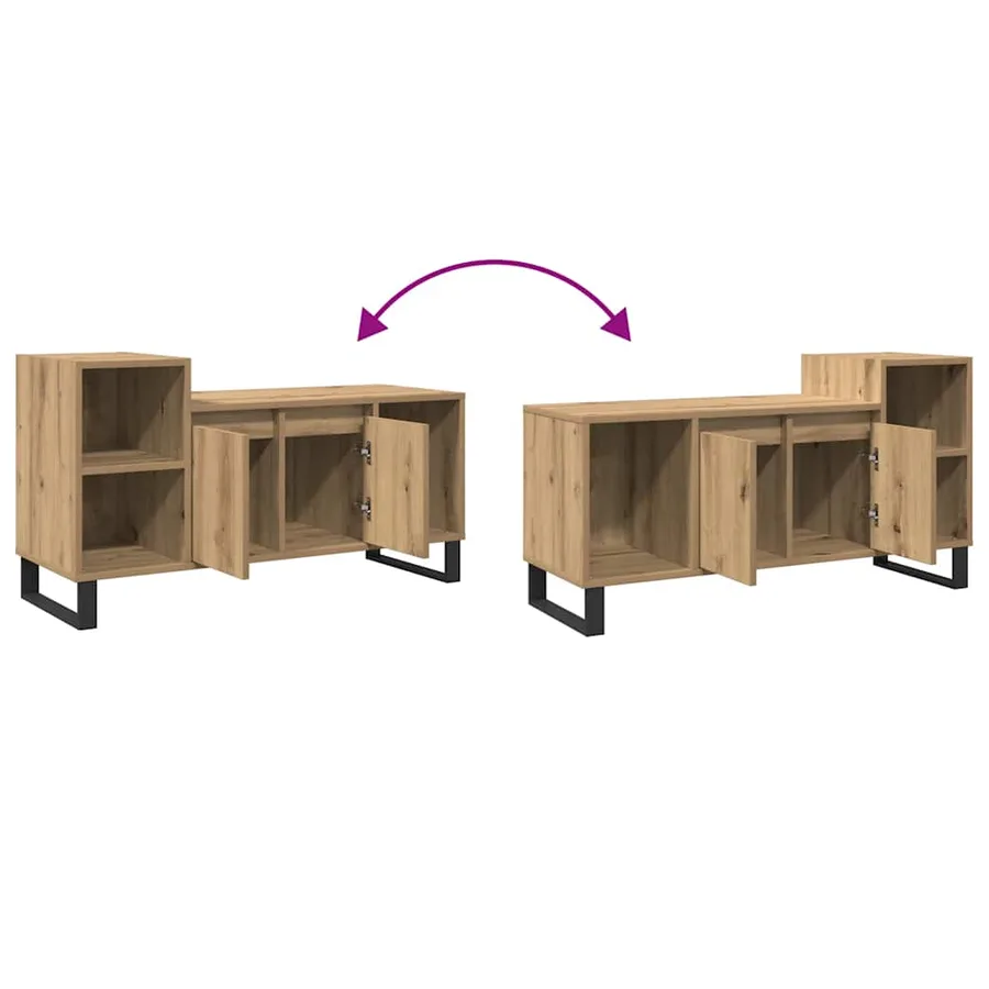 Meuble TV chêne artisanal 100x35x55 cm bois d'ingénierie - 8