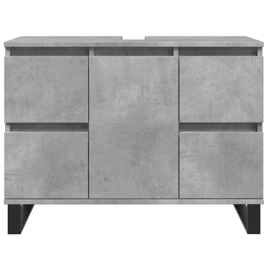 Armoire de lavabo salle de bain gris béton 80x33x60 cm - 4