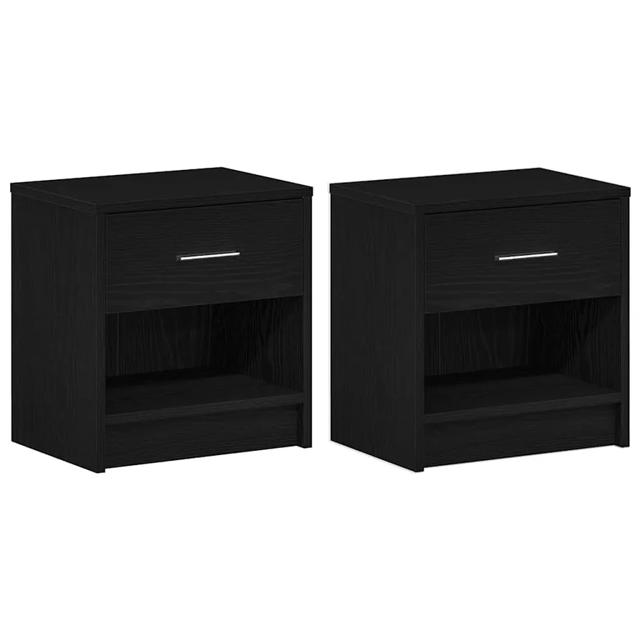 Tables de chevet 2 pcs avec tiroir Noir 39x28x41 cm - 2