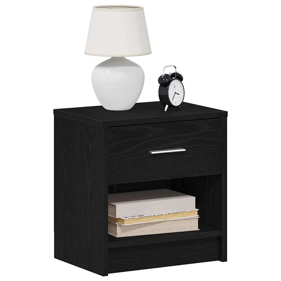Tables de chevet 2 pcs avec tiroir Noir 39x28x41 cm - 3