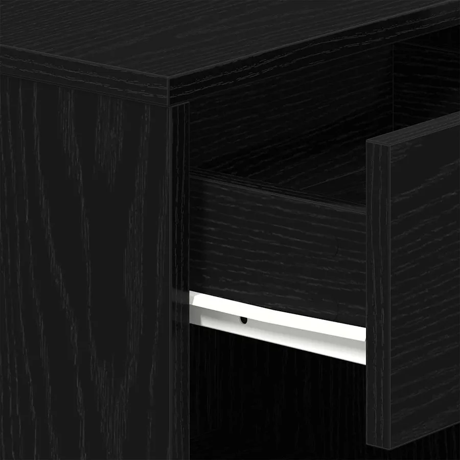 Tables de chevet 2 pcs avec tiroir Noir 39x28x41 cm - 9