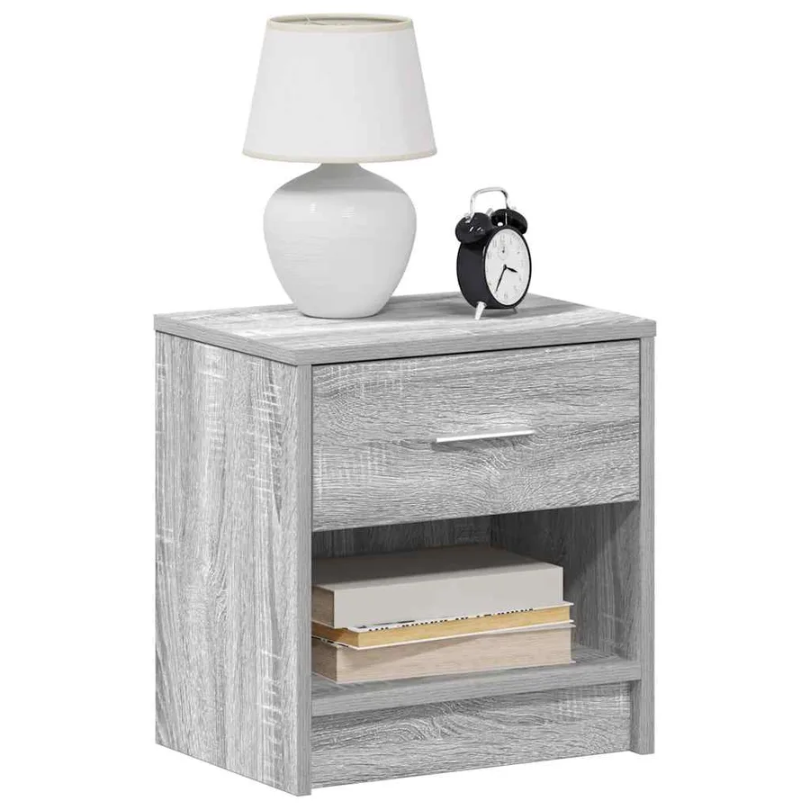 Table de chevet avec tiroir Gris Sonoma 39x28x41 cm - 3