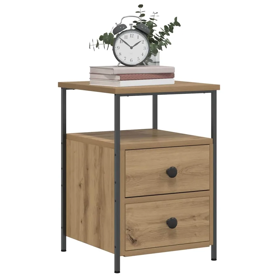 Tables de chevet 2 pcs chêne artisanal bois d'ingénierie