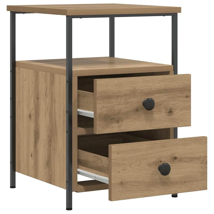 Tables de chevet 2 pcs chêne artisanal bois d'ingénierie - 8