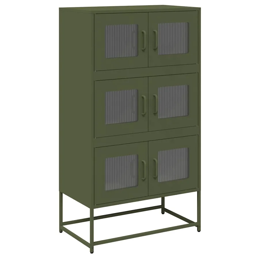 Buffet haut vert olive 68x39x123 cm acier - 2