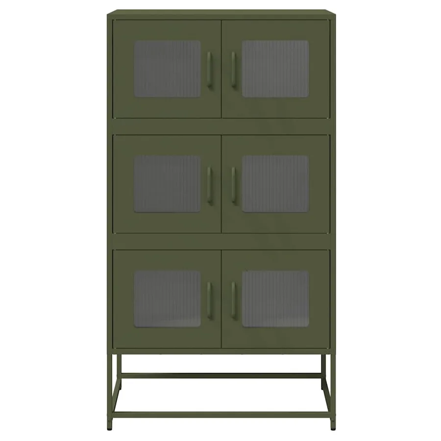 Buffet haut vert olive 68x39x123 cm acier - 5