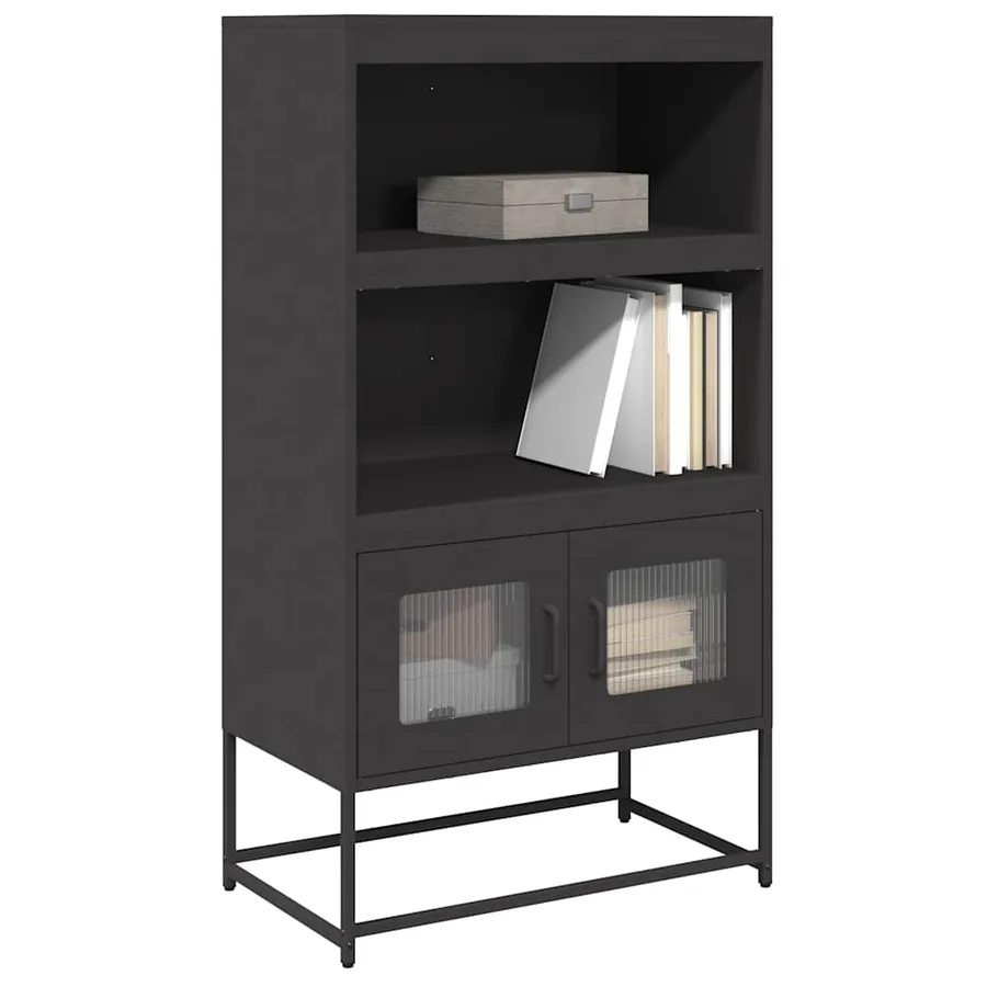 Buffet haut noir 68x39x123 cm acier